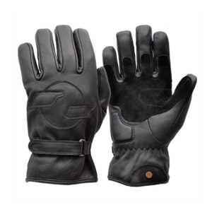 Motor Bike Wool Lined Black Leather Gloves